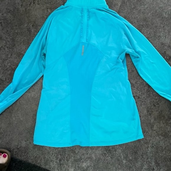 Turquoise Blue Long Sleeved Top - half zip - Picture 2 of 2